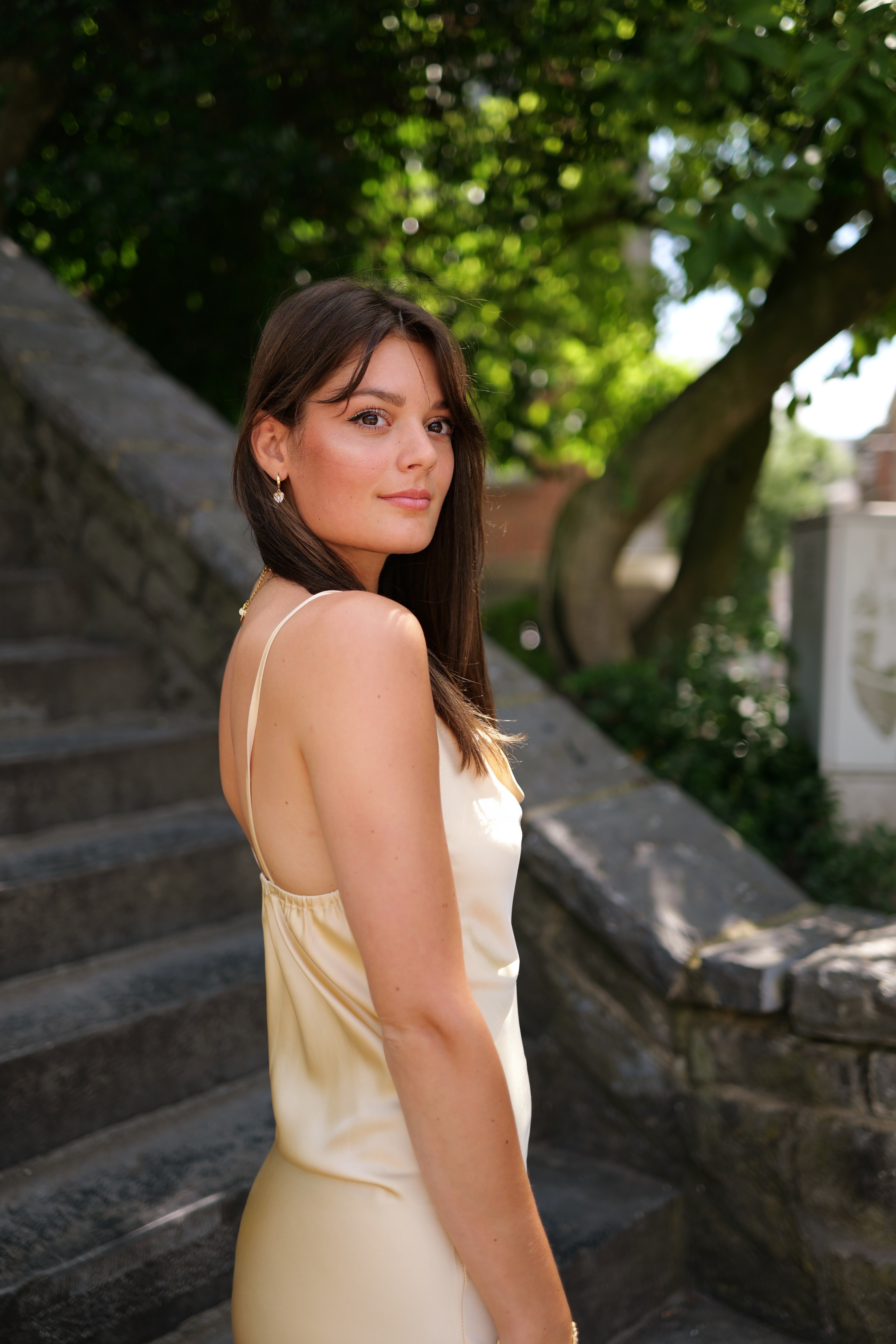 Robe longue satinée