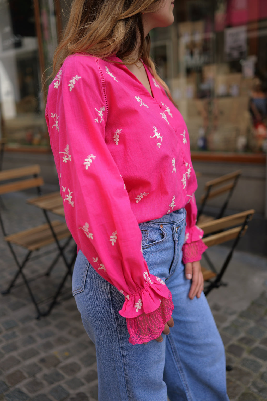 Chemise broderies fleurs