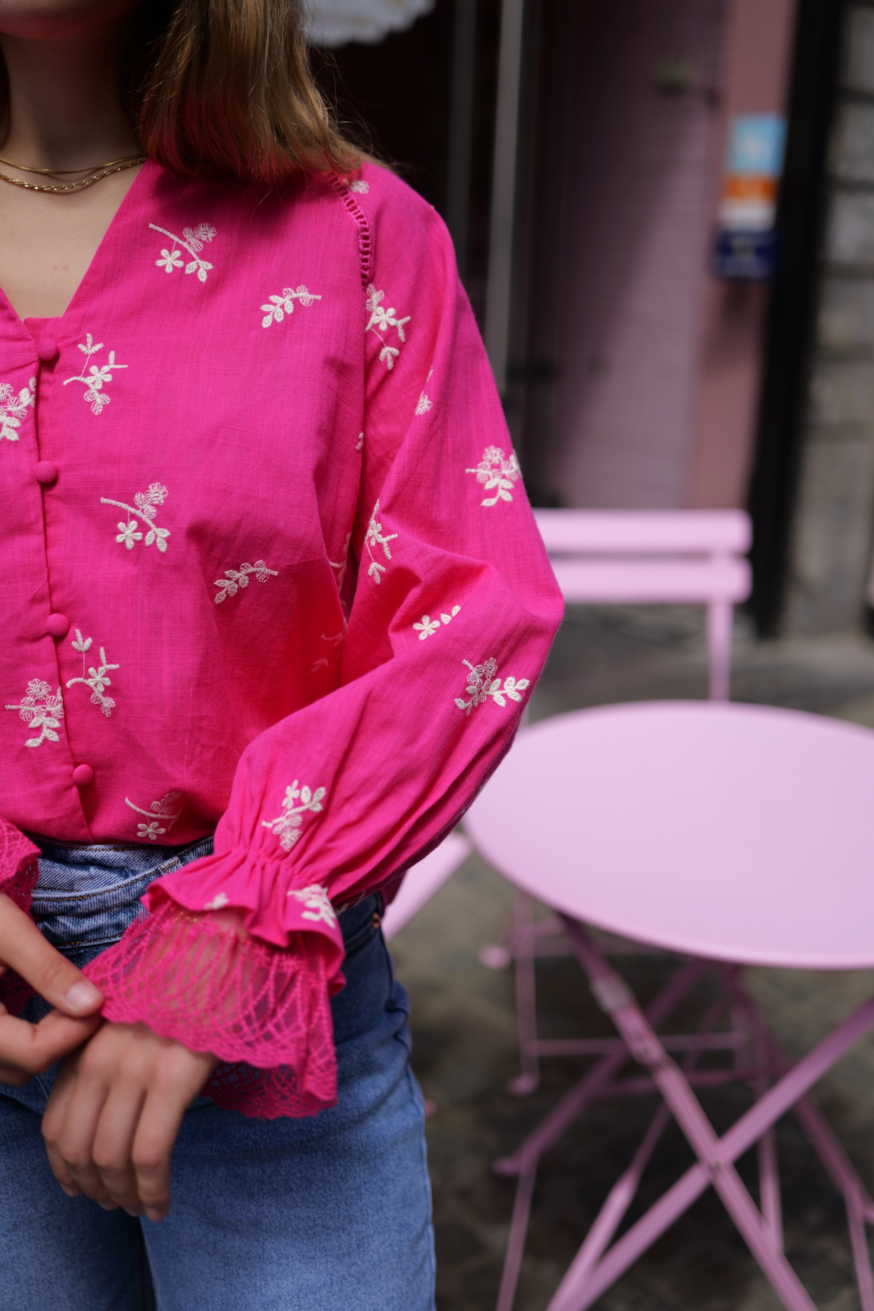 Chemise broderies fleurs