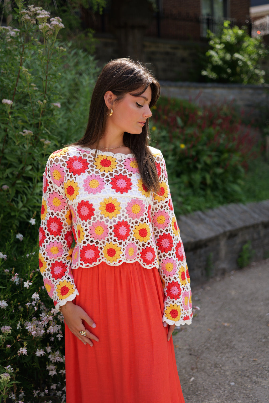 Jupe maxi corail