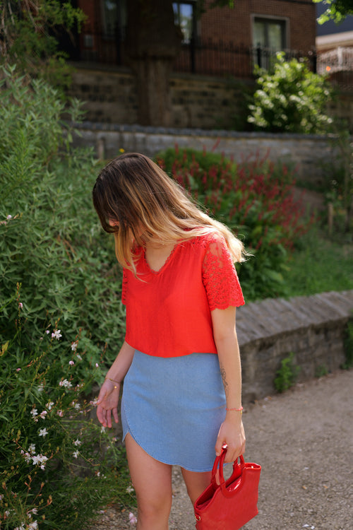 Blouse épaule dentelle