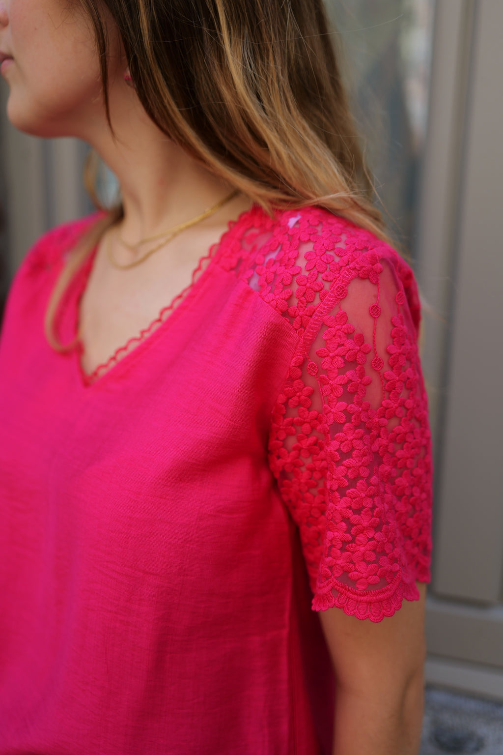 Blouse épaule dentelle