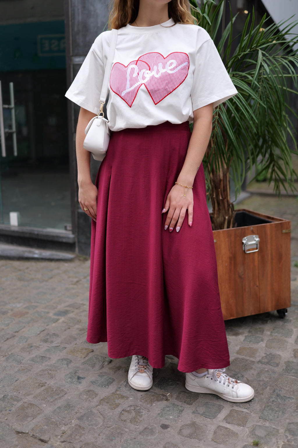 Jupe évasée prune