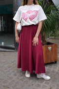 Jupe évasée prune
