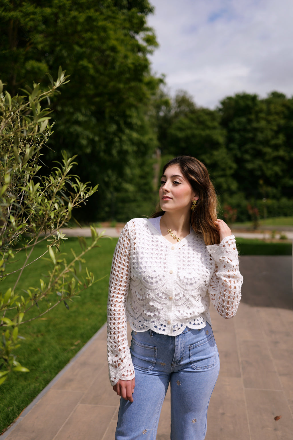 Gilet crochet blanc