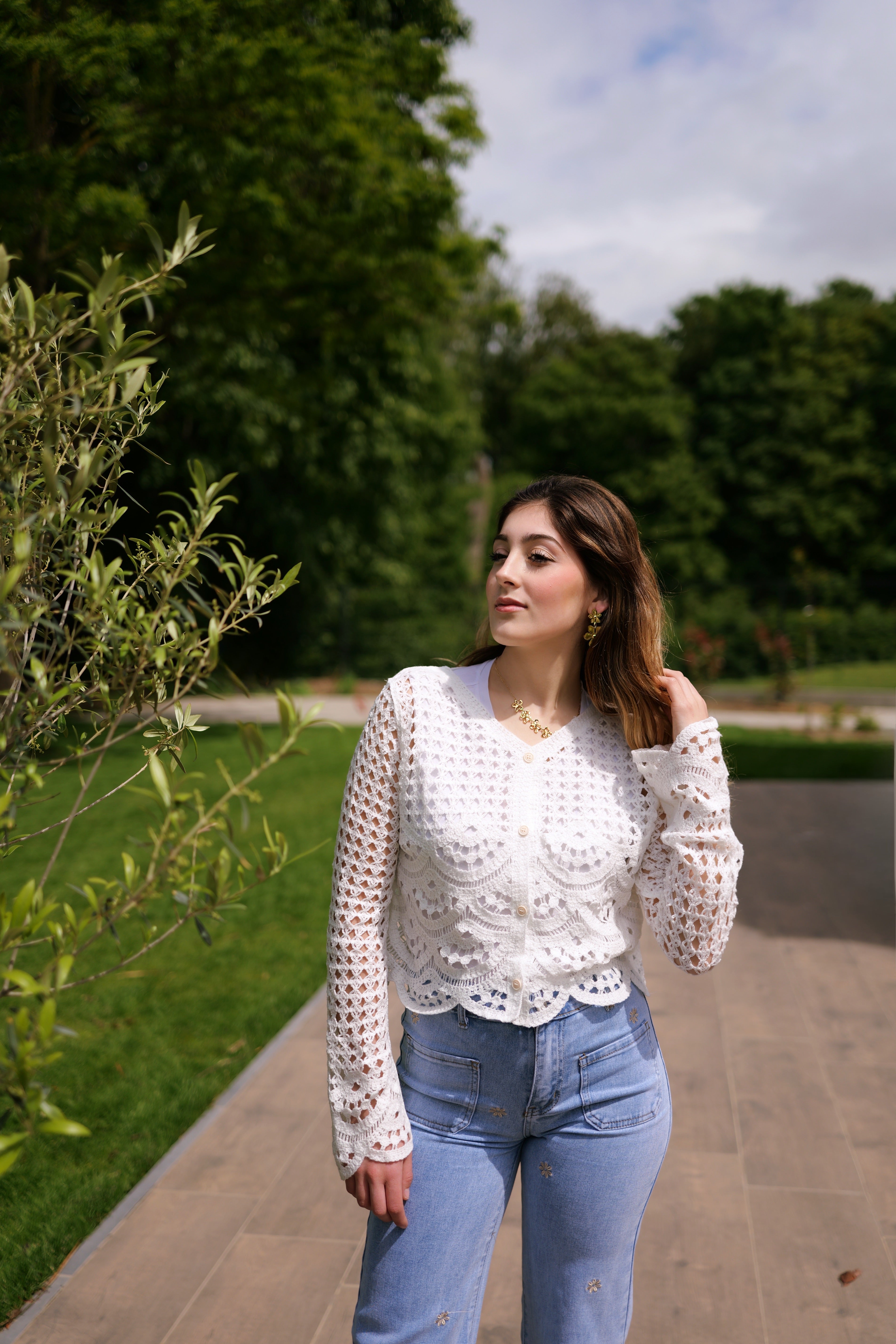 Gilet crochet blanc