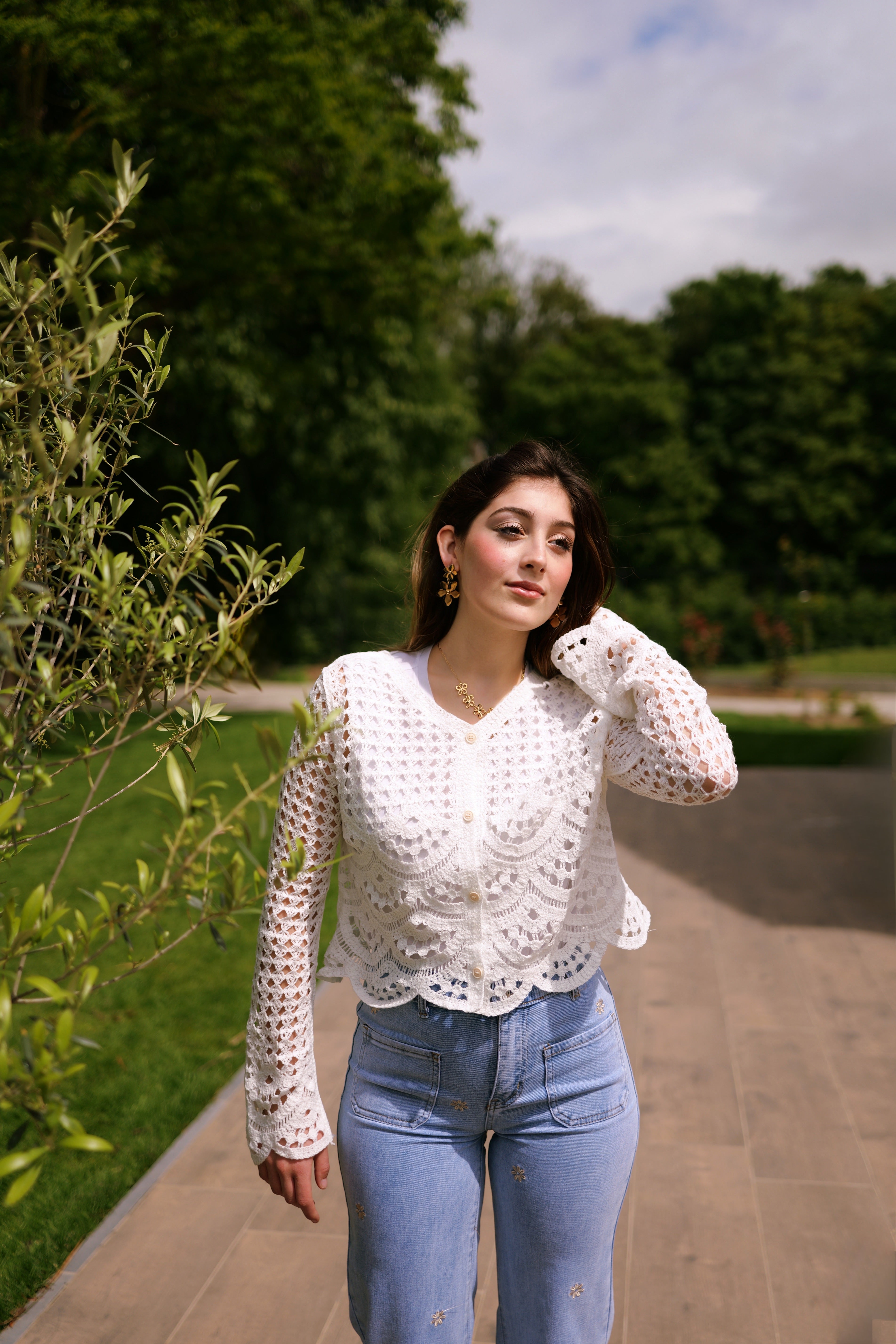 Gilet crochet blanc
