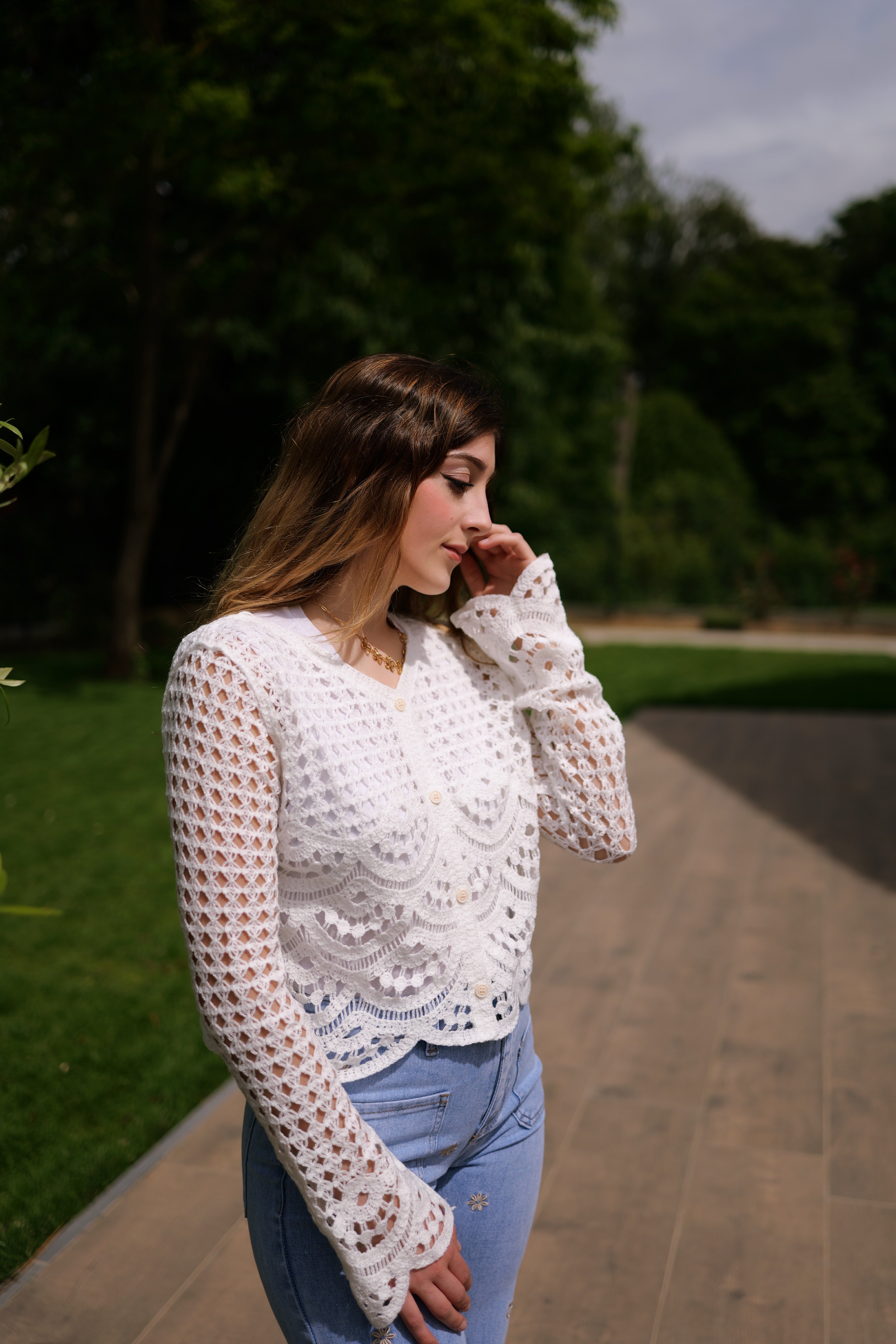 Gilet crochet blanc