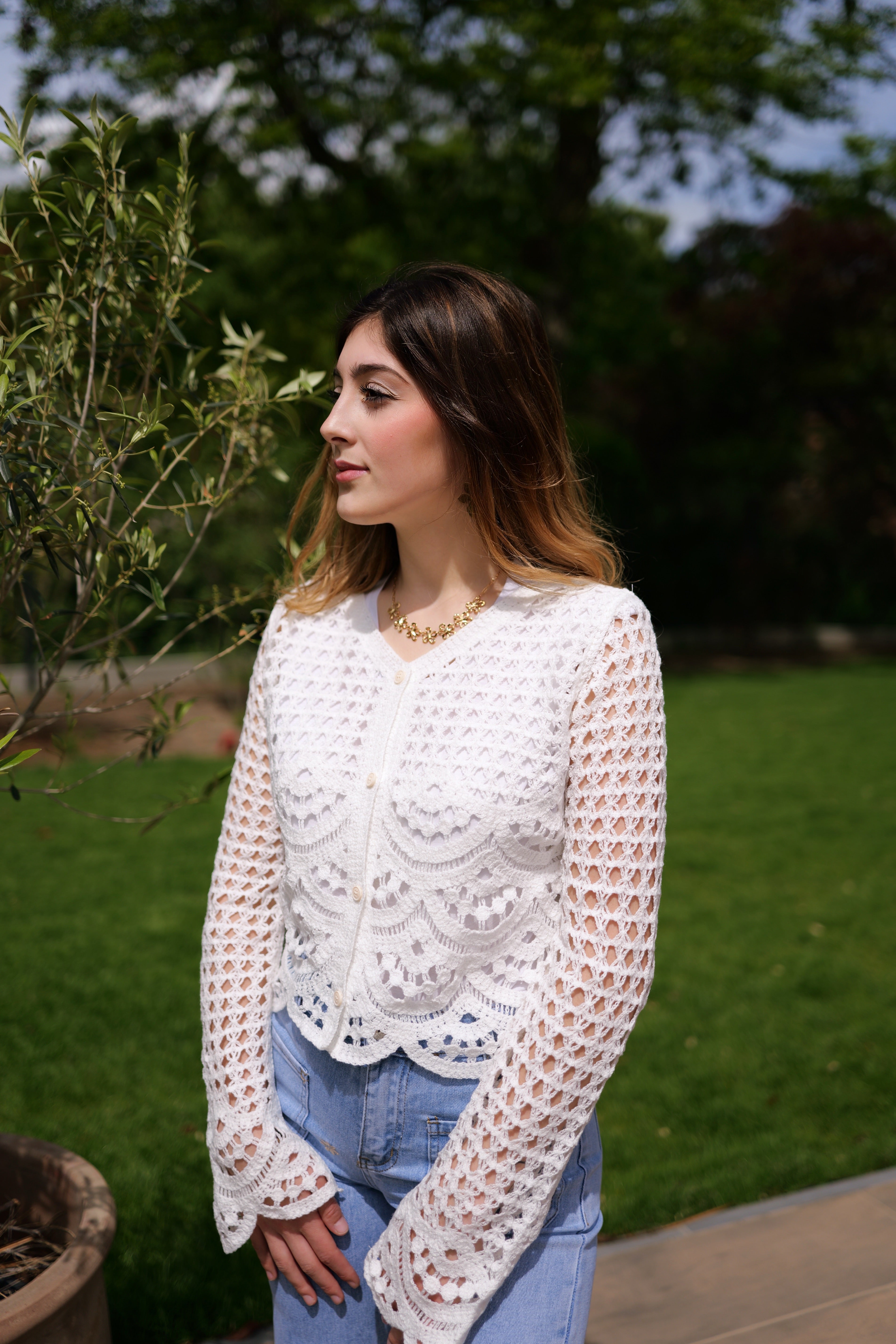 Gilet crochet blanc