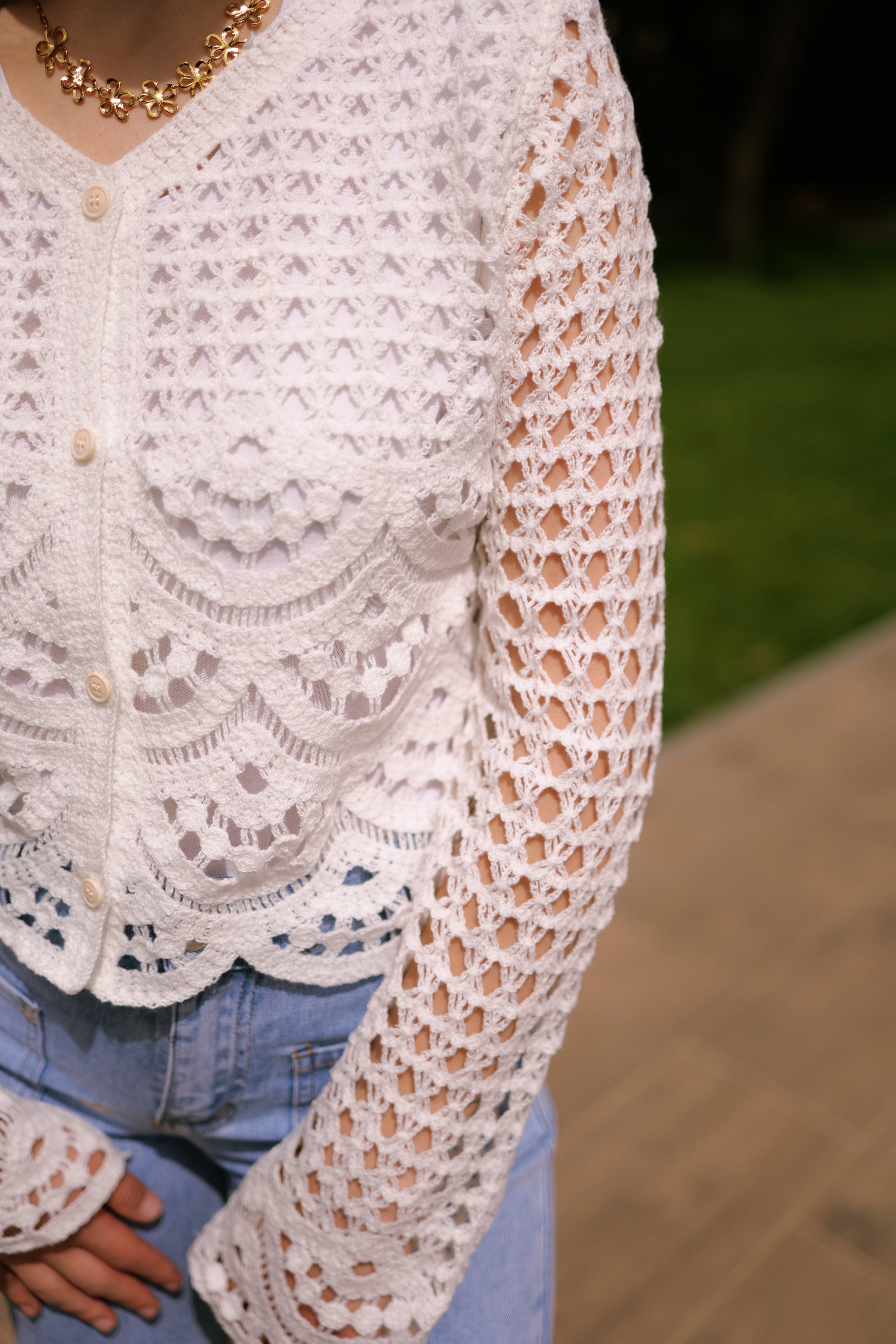 Gilet crochet blanc
