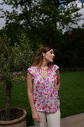 Blouse fleurie à volants
