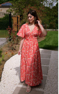 Robe longue imprimé corail