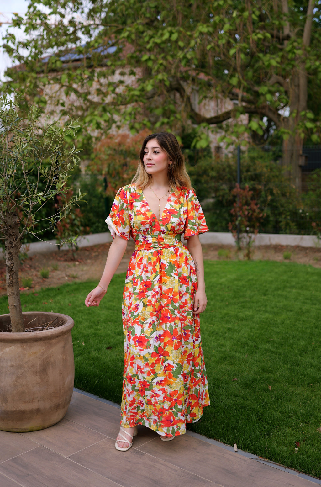 Robe fleurie orange