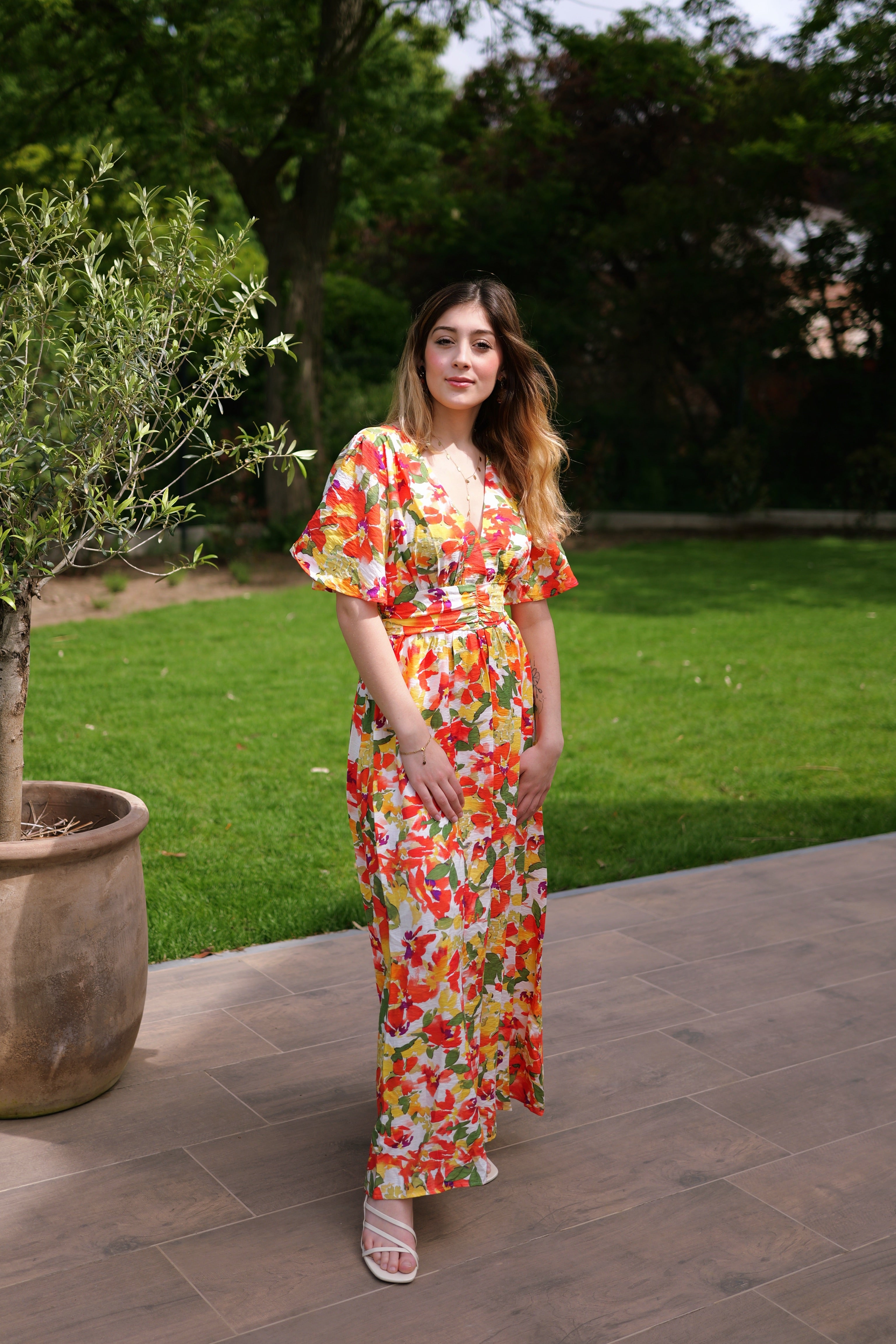 Robe fleurie orange