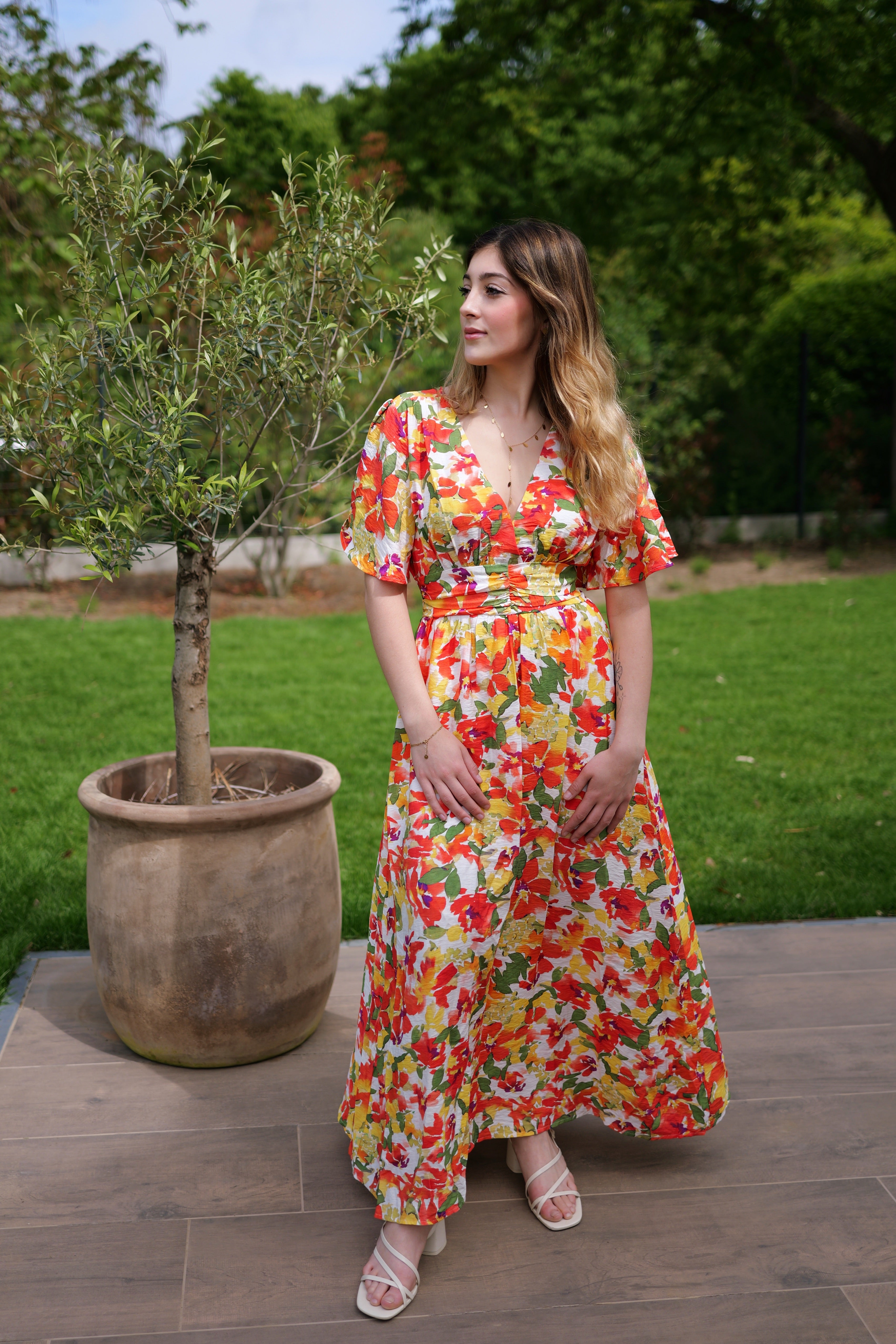 Robe fleurie orange