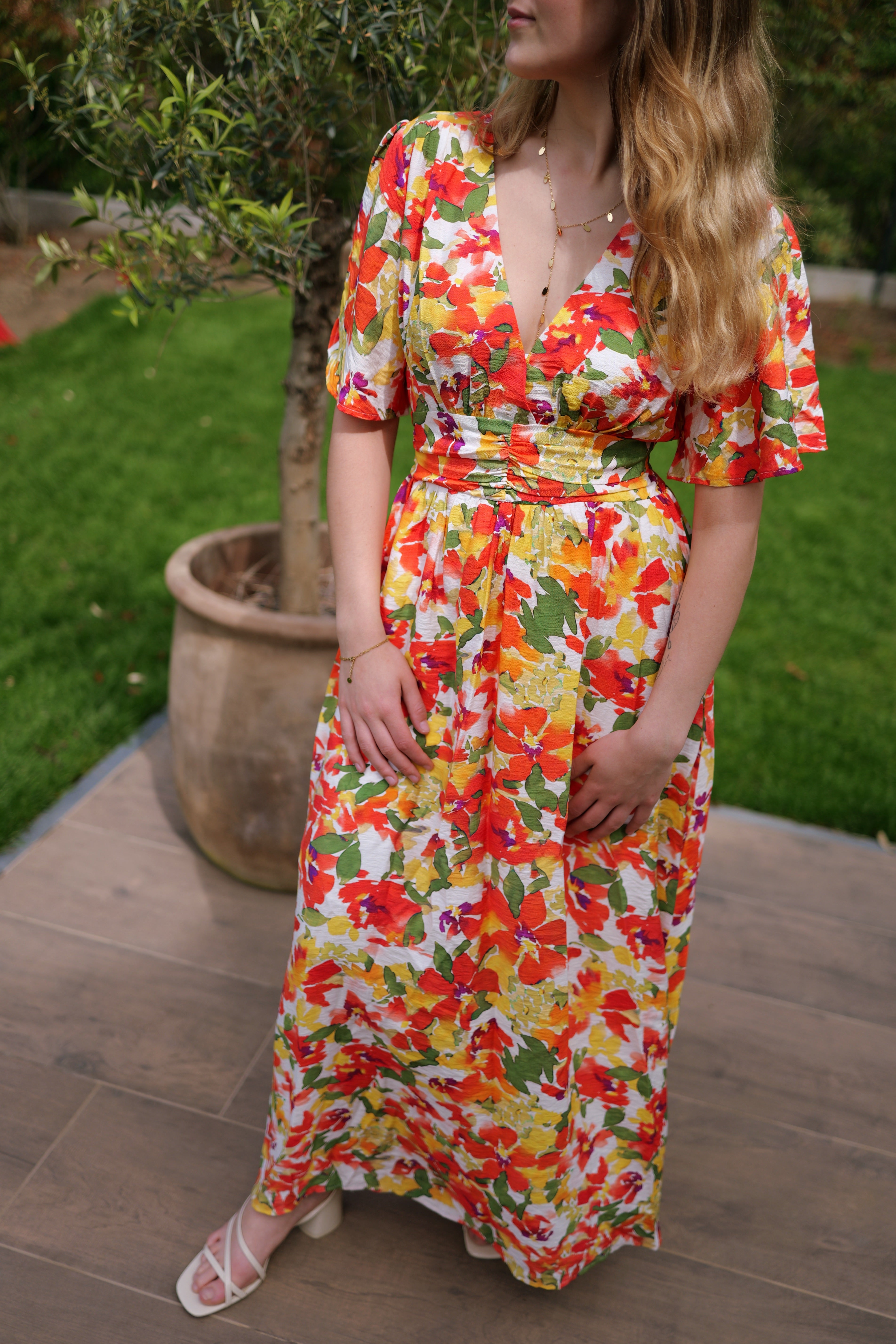 Robe fleurie orange