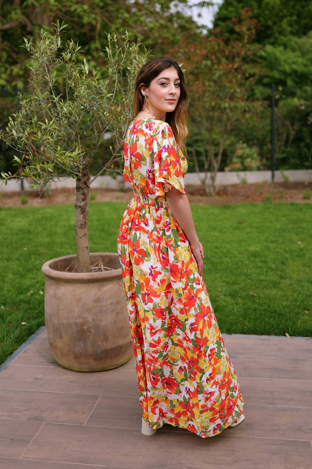 Robe fleurie orange