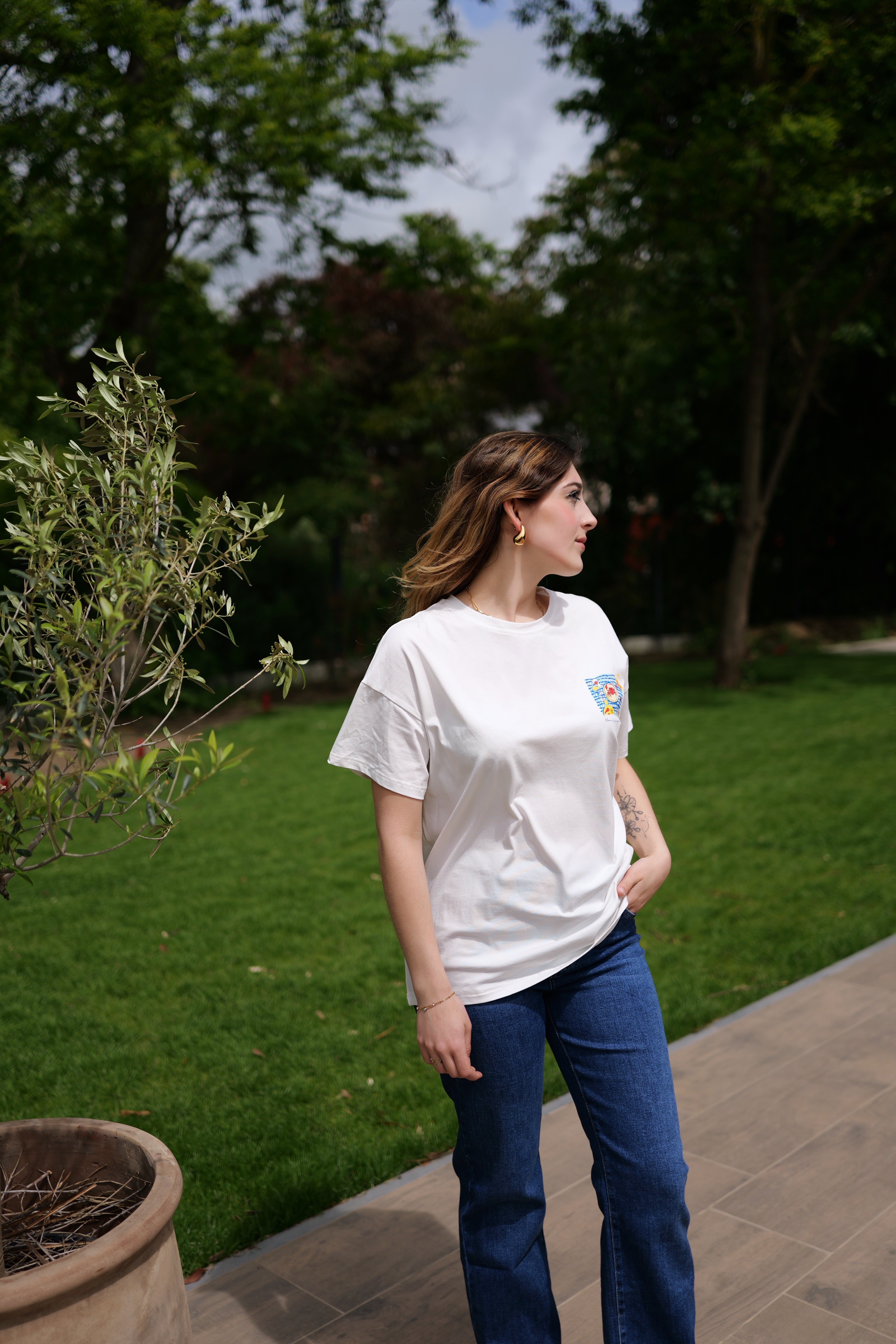 T-shirt blanc imprimé été