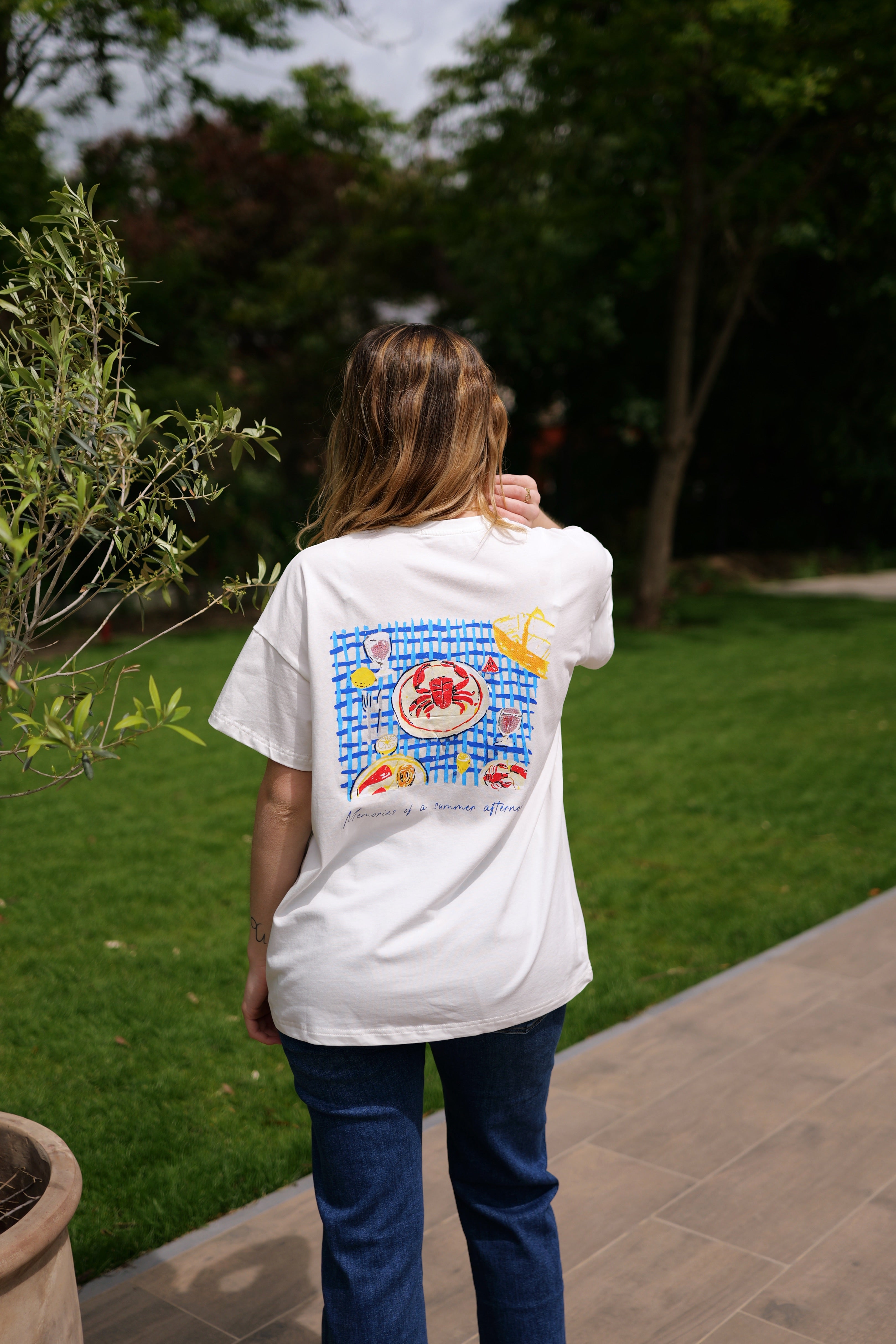 T-shirt blanc imprimé été