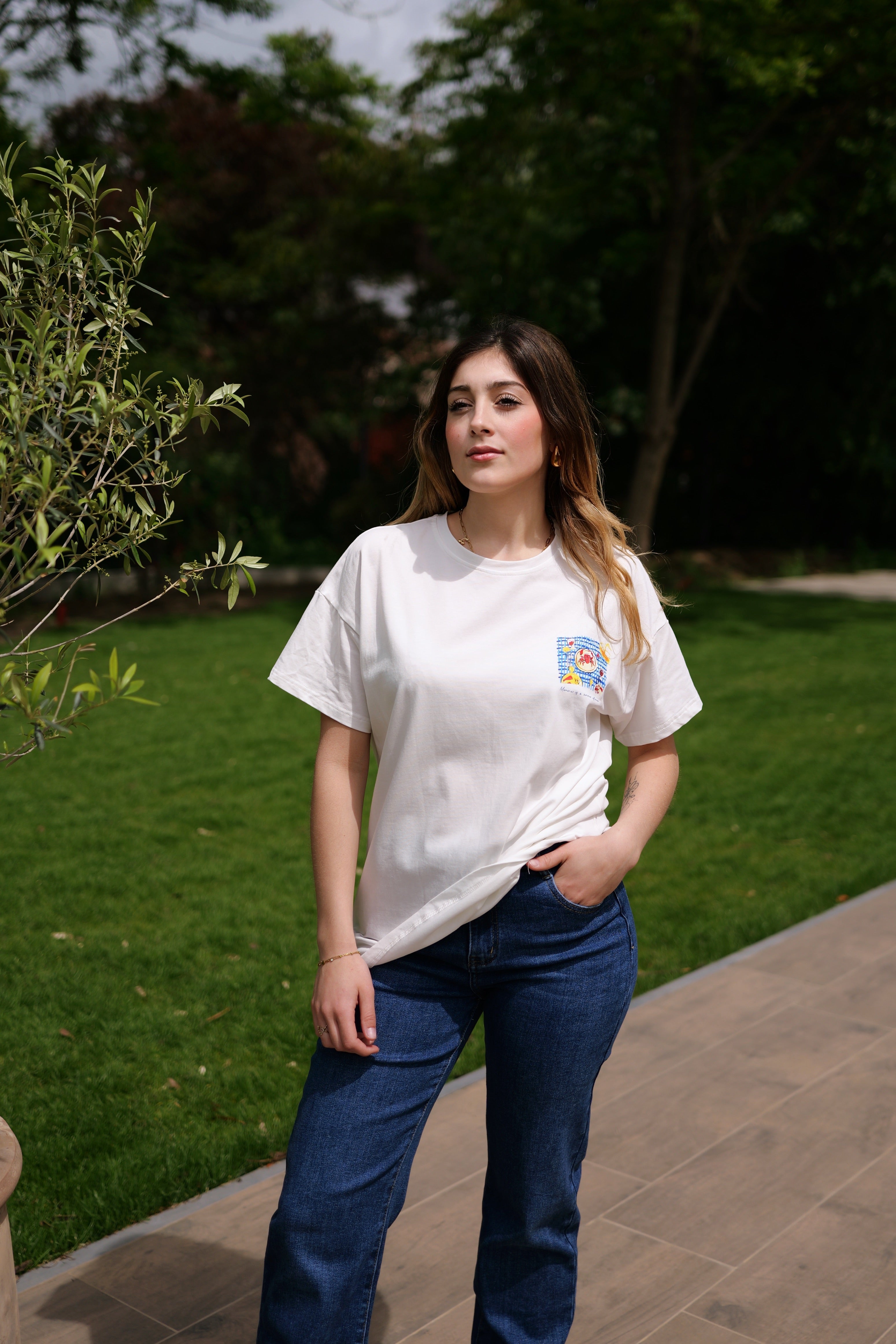 T-shirt blanc imprimé été