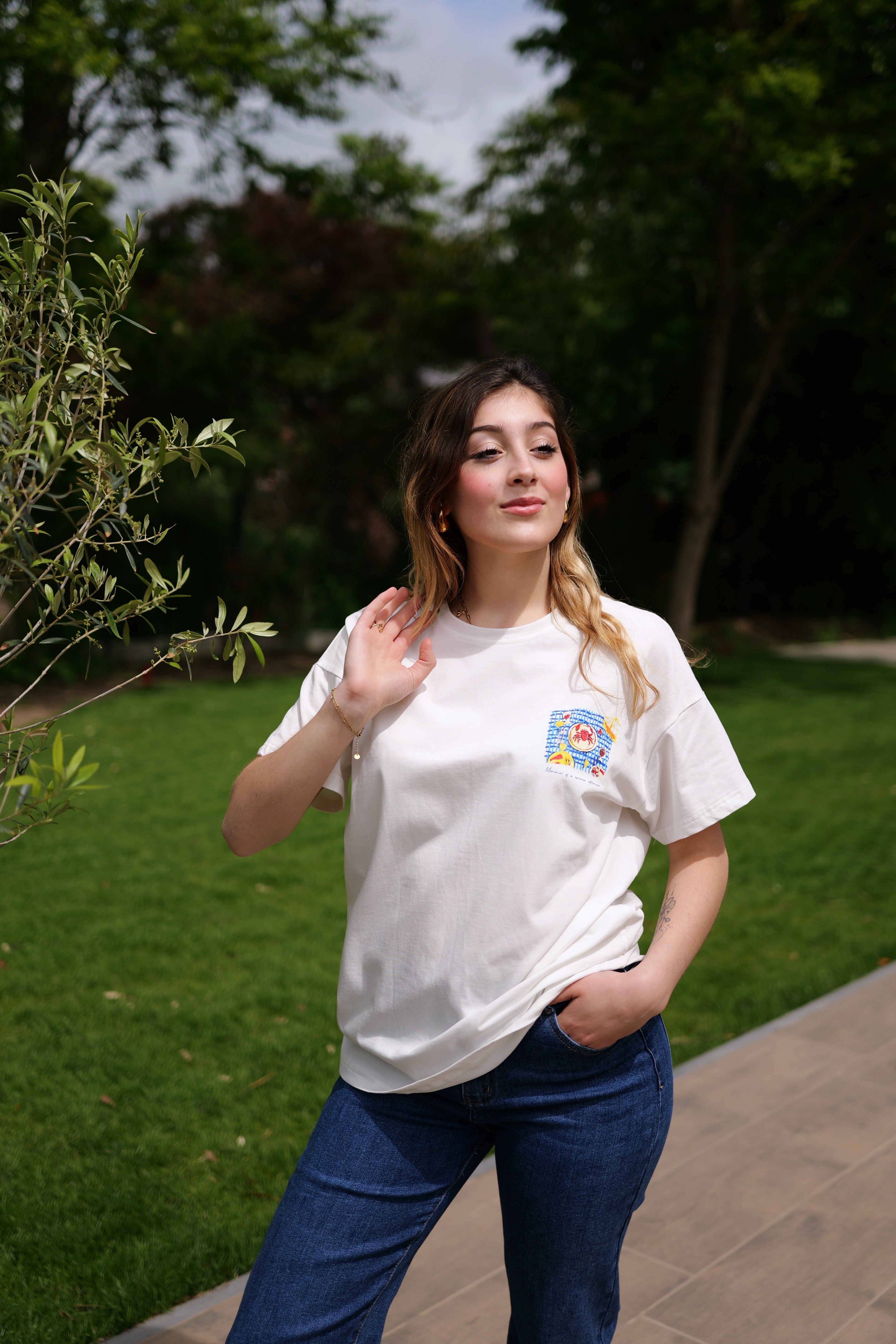 T-shirt blanc imprimé été