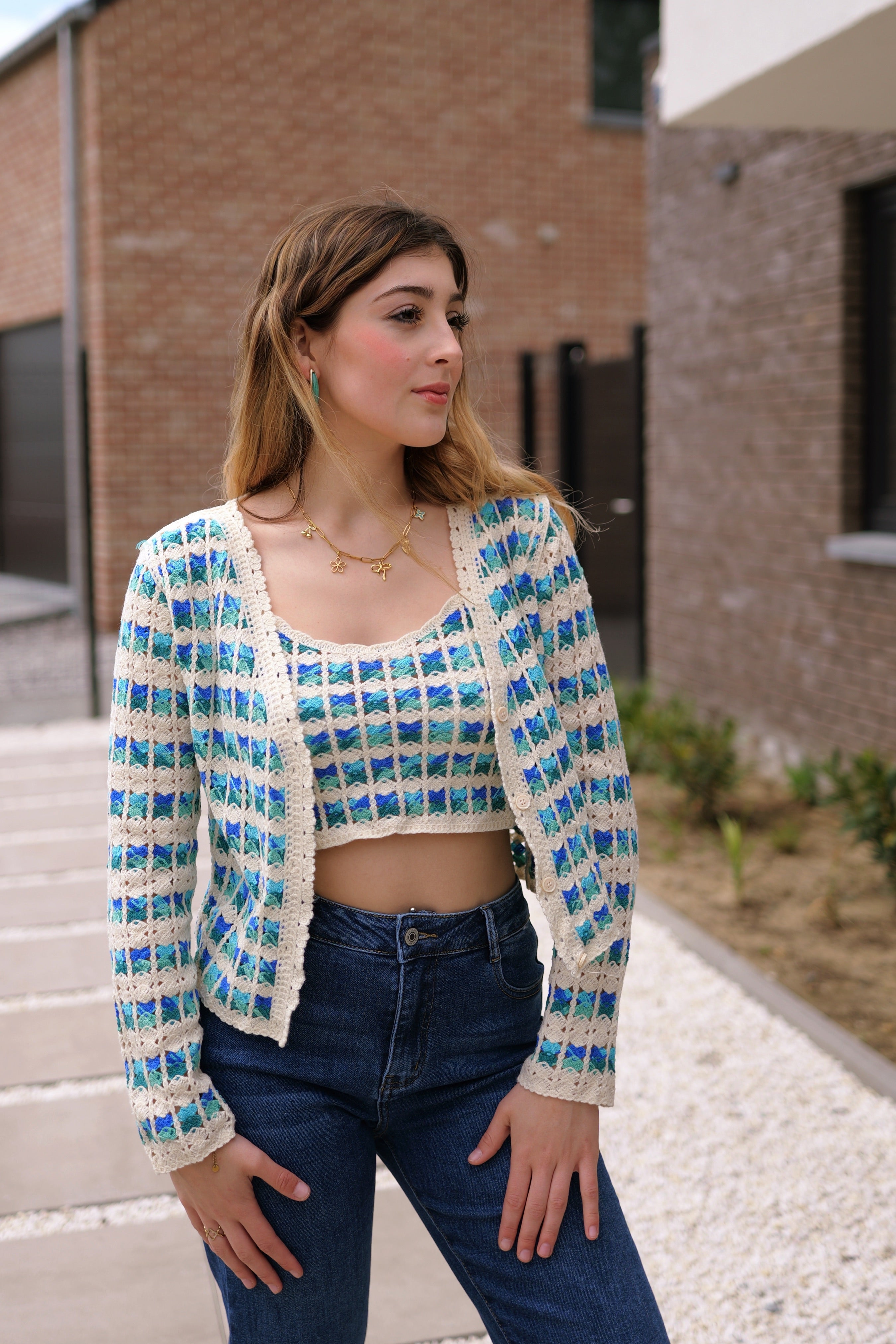 Ensemble crochet top + gilet