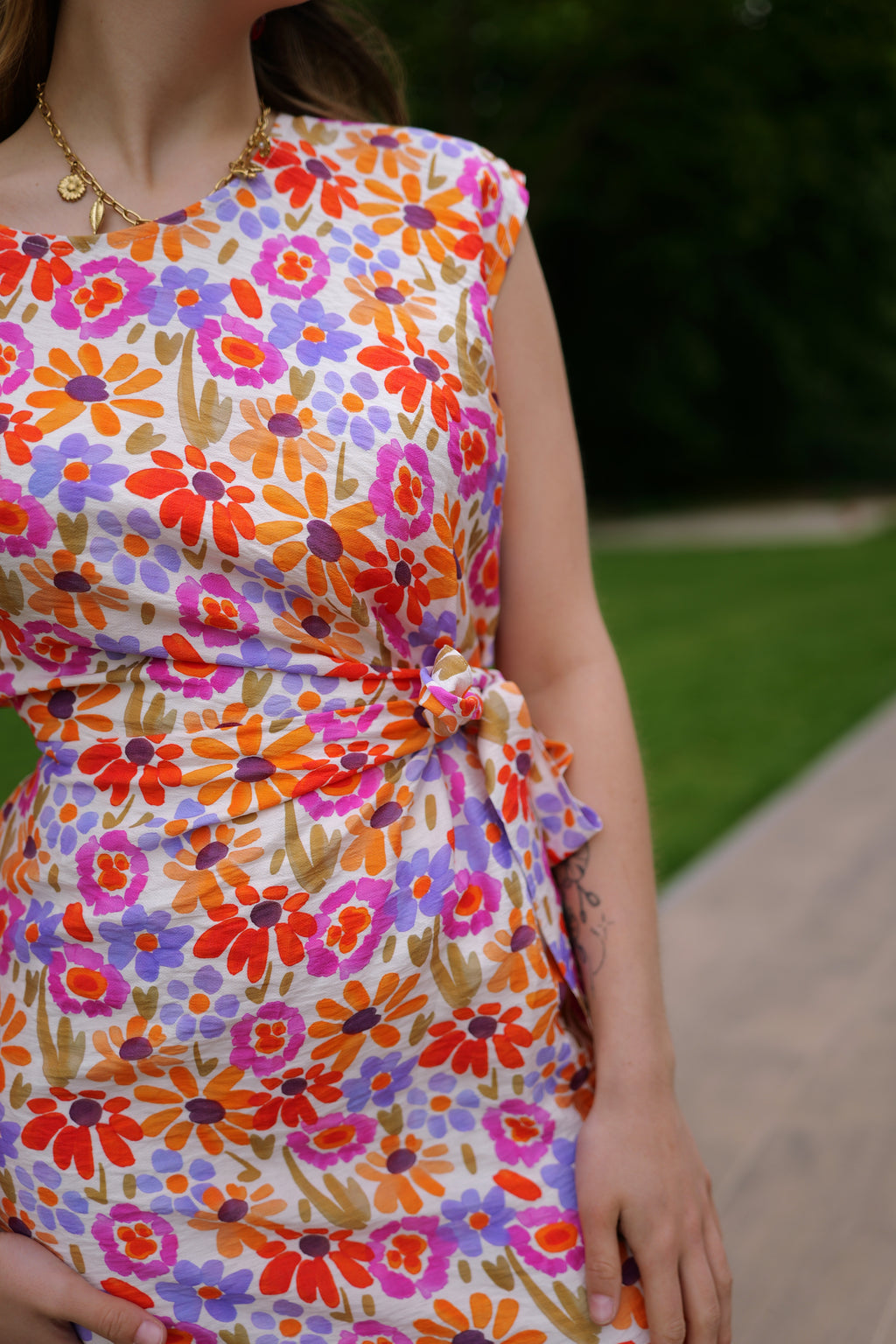 Robe midi fleurie colorée