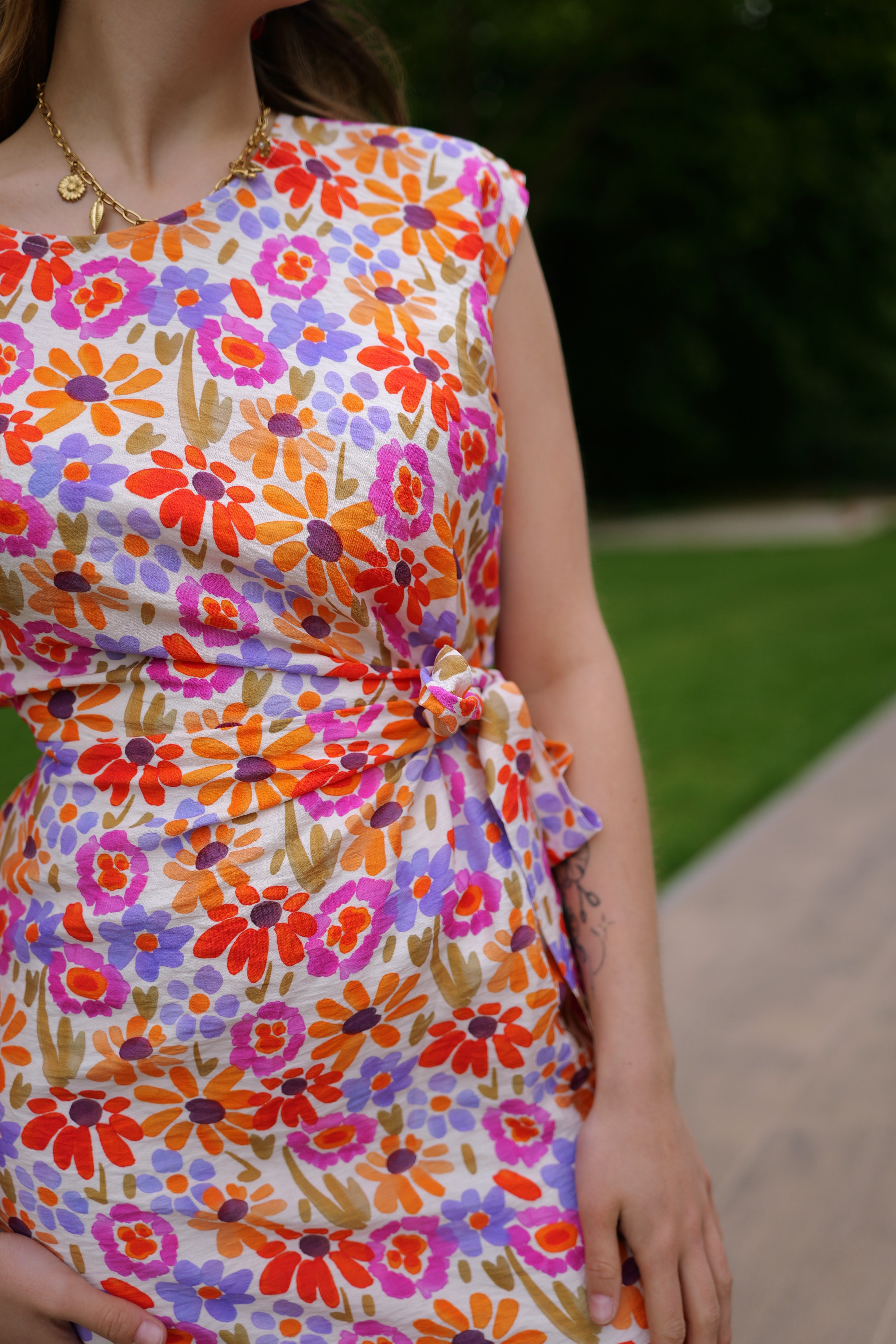 Robe midi fleurie colorée
