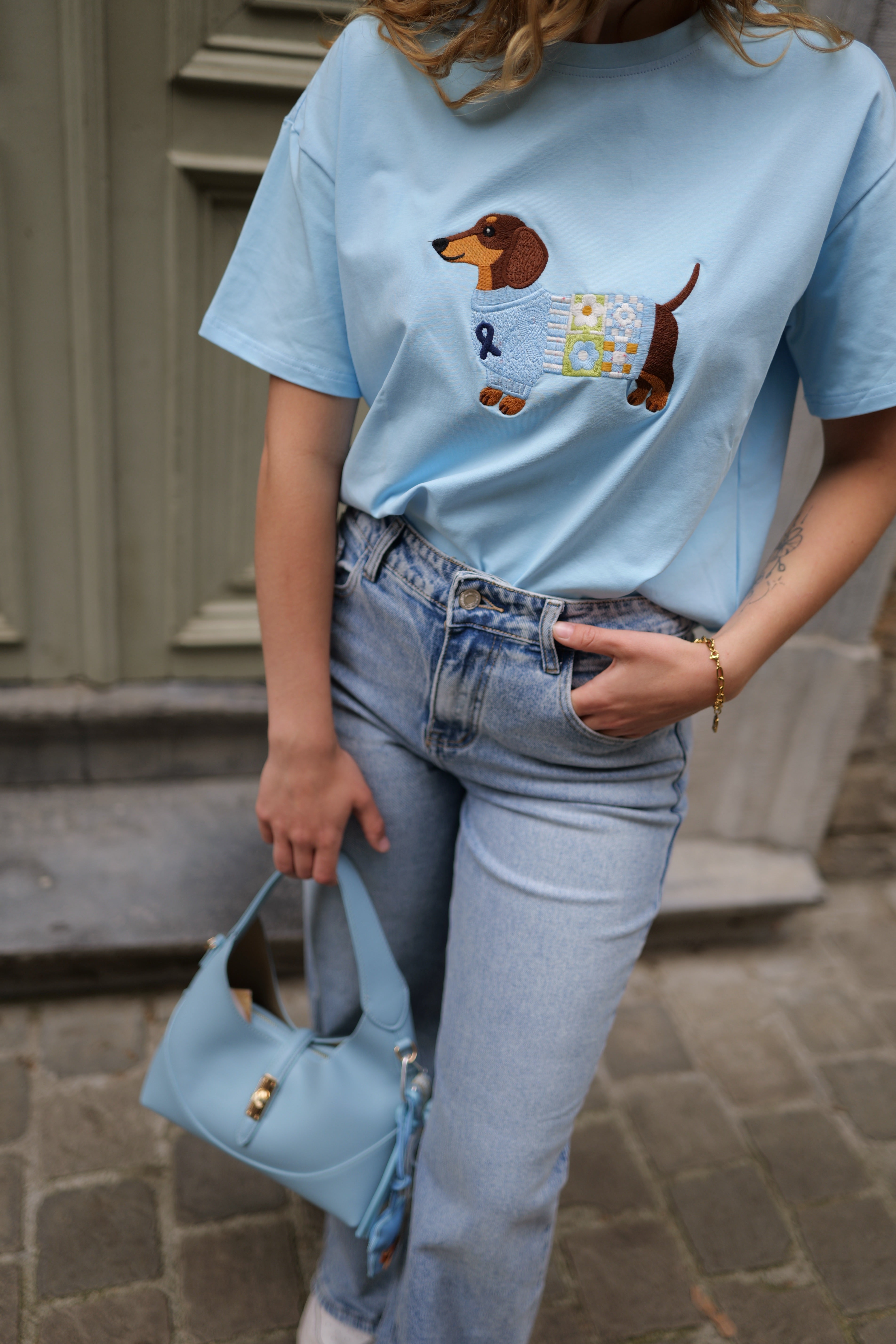 T-shirt bleu teckel