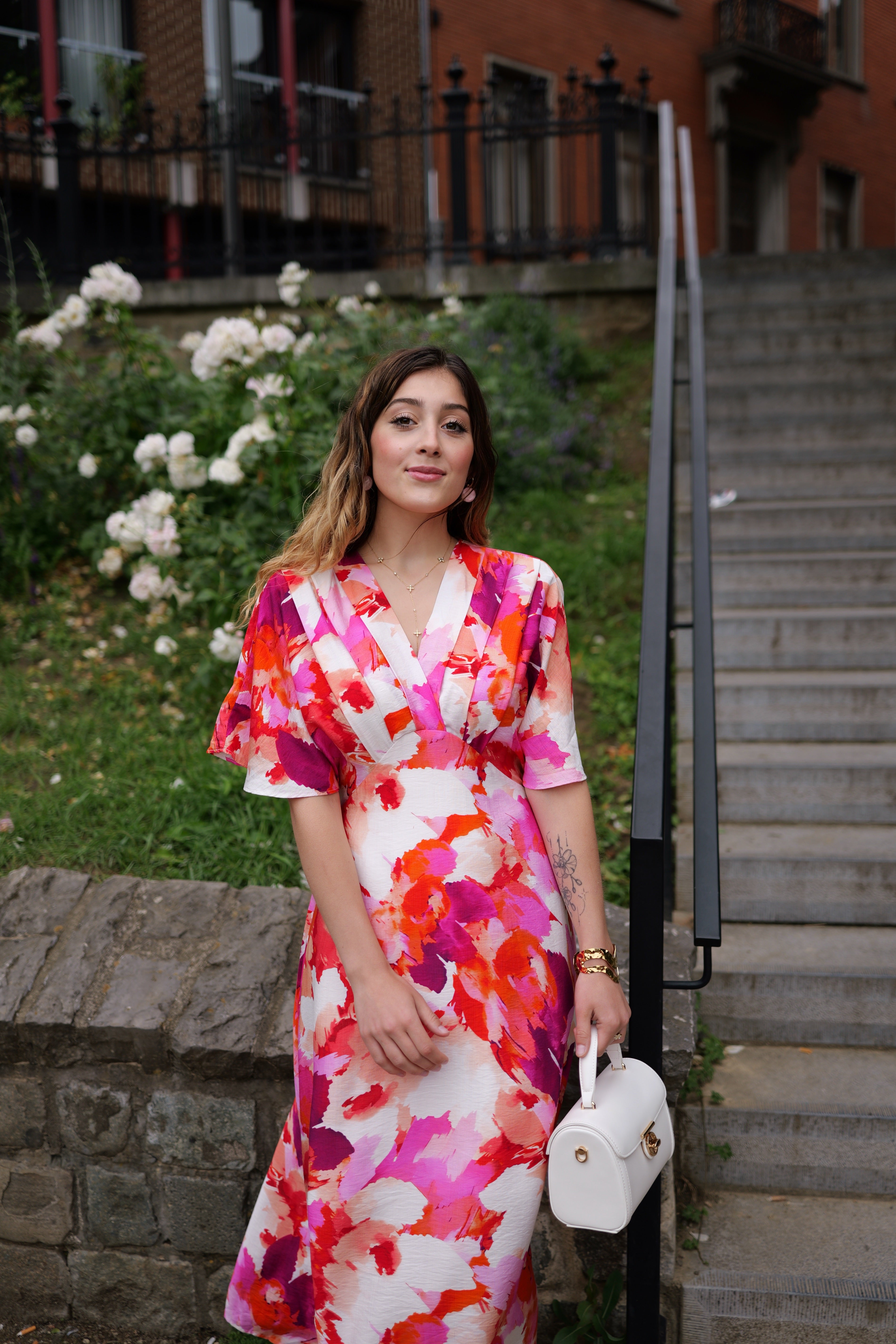 Robe maxi nuance rose