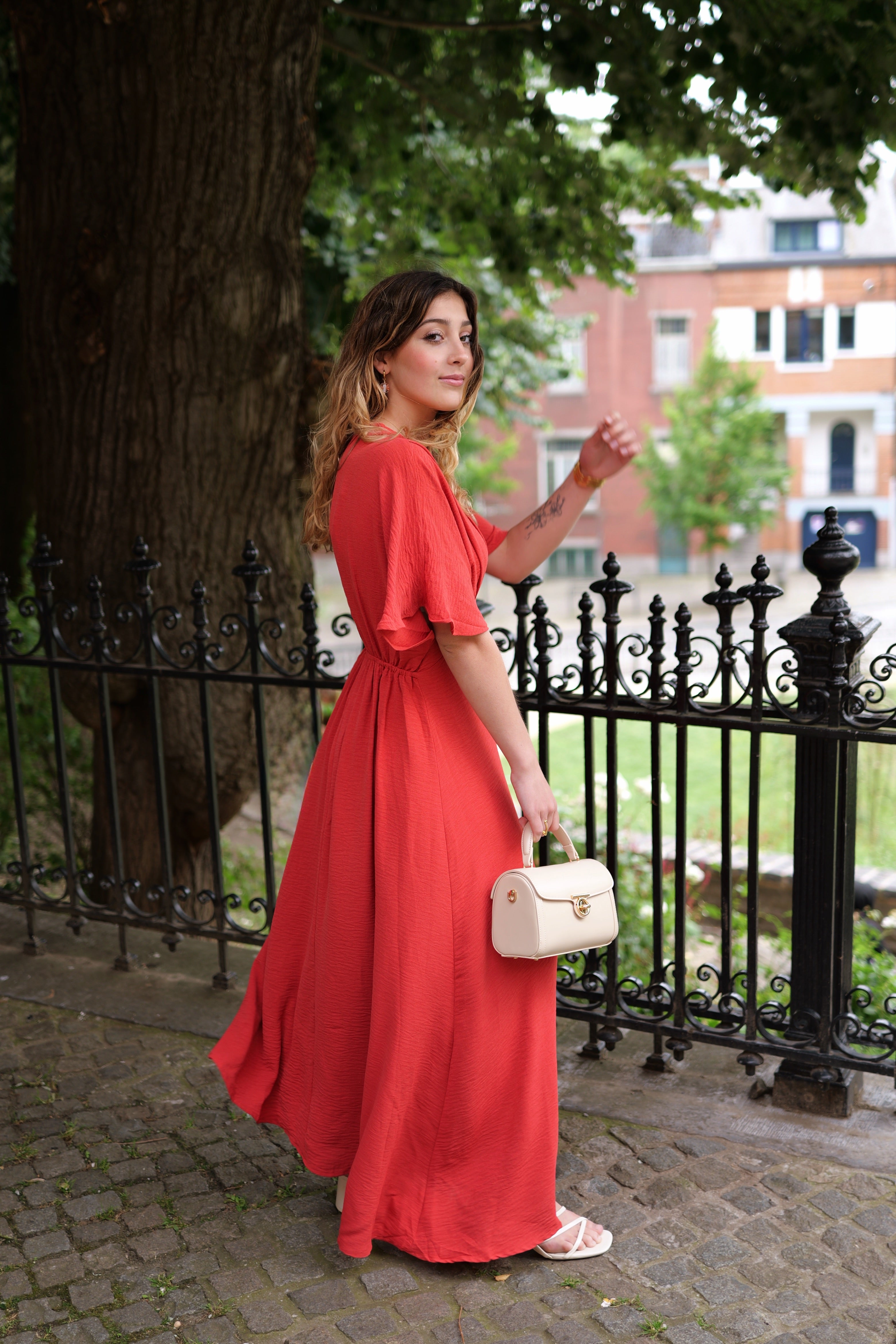 Robe longue terracotta