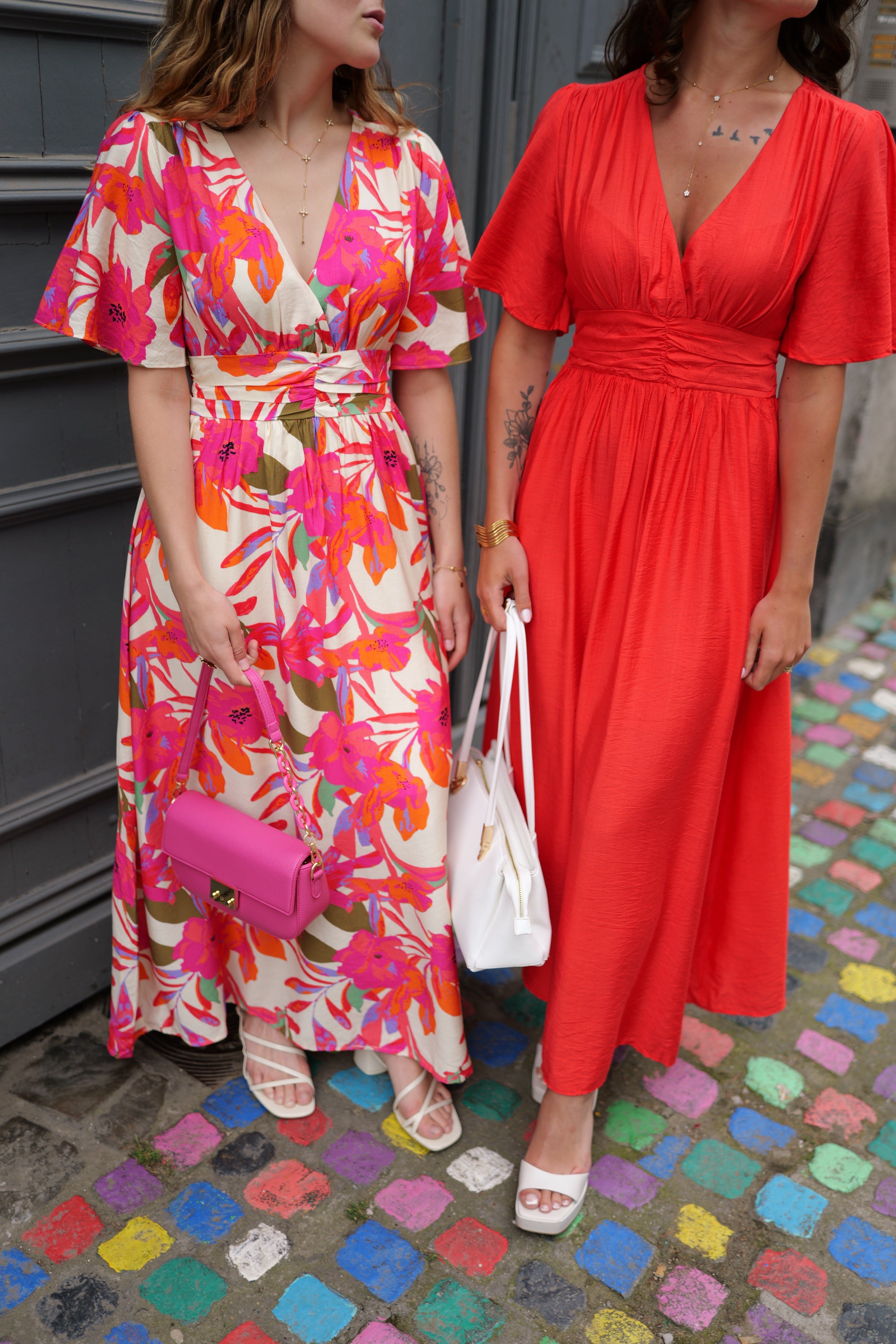 Robe maxi fleur fushia