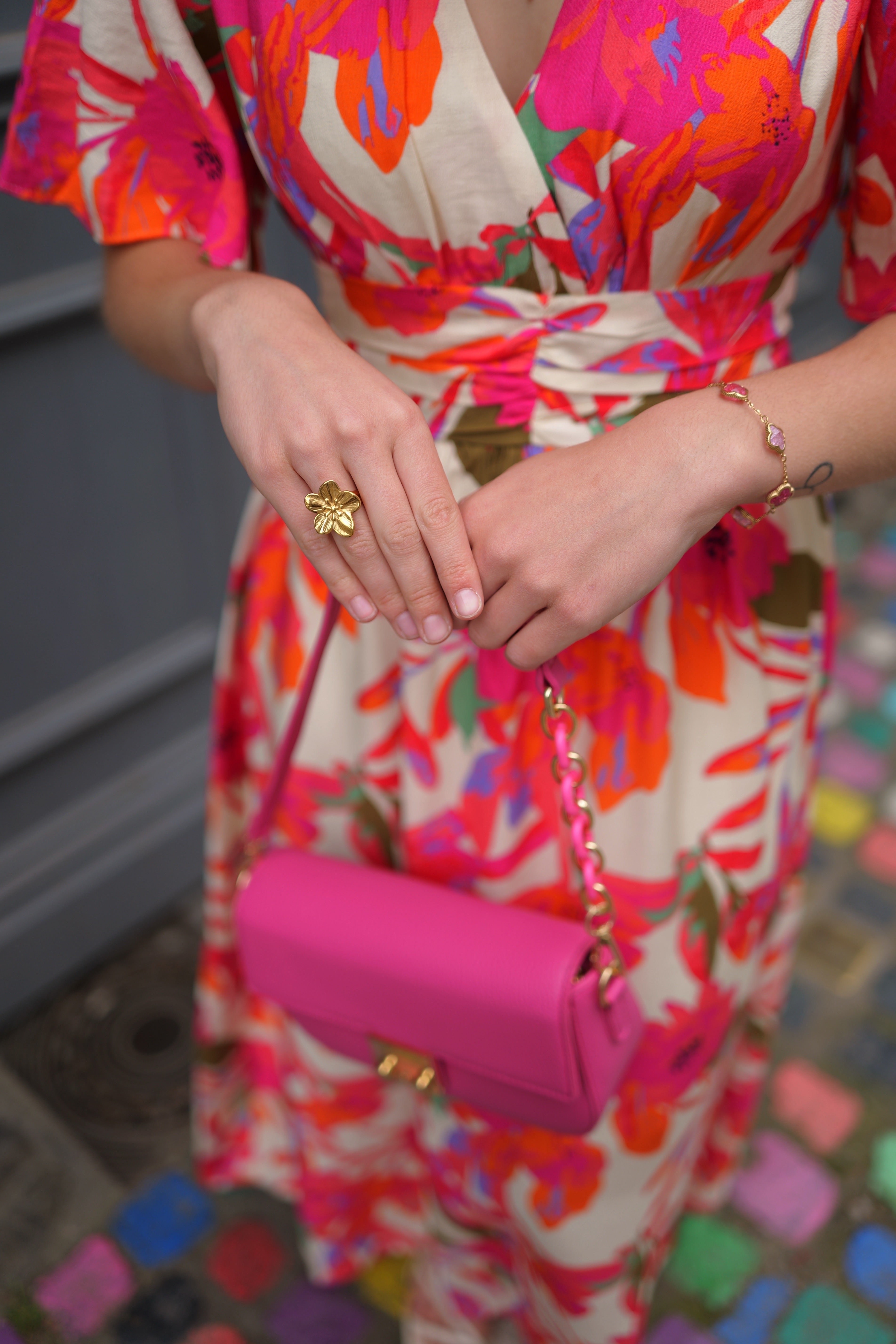 Robe maxi fleur fushia