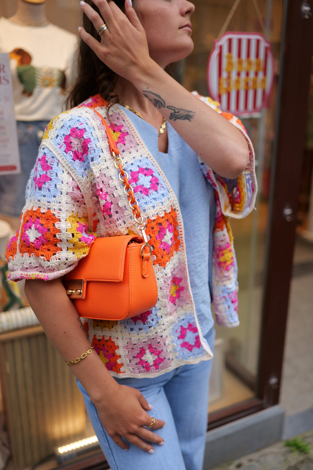 Gilet crochet coloré