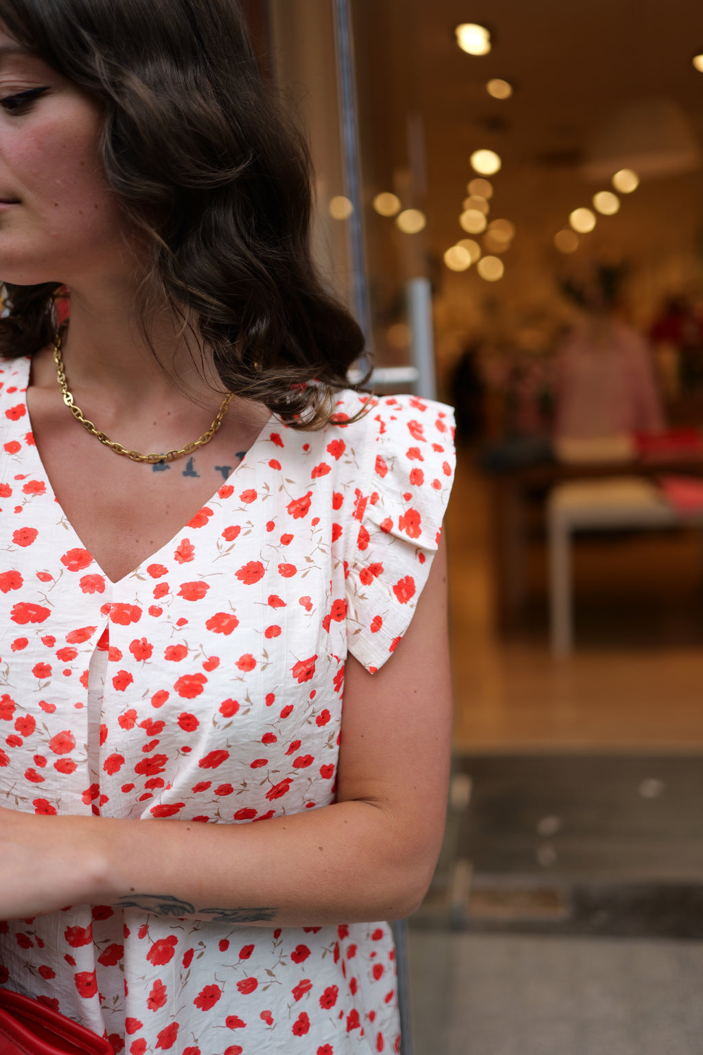 Blouse fleur rouge
