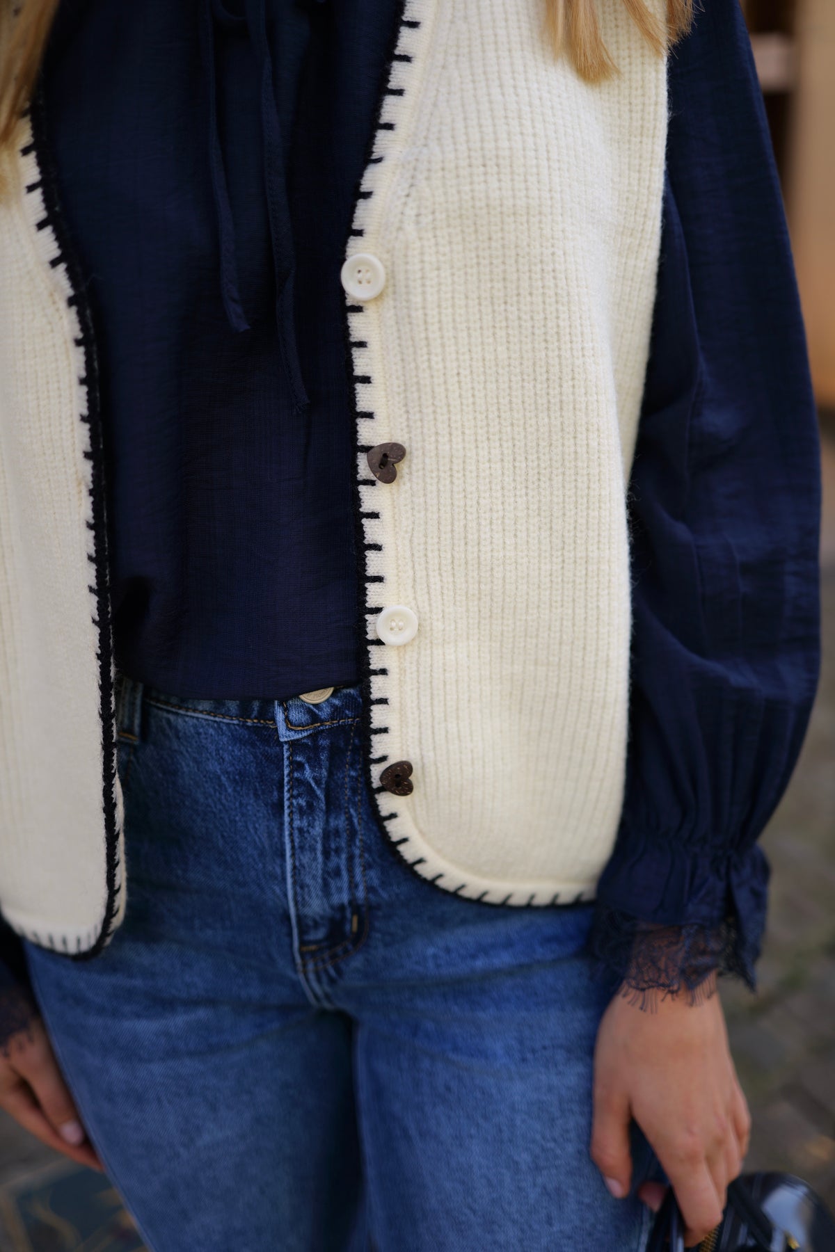 Gilet écru sans manches