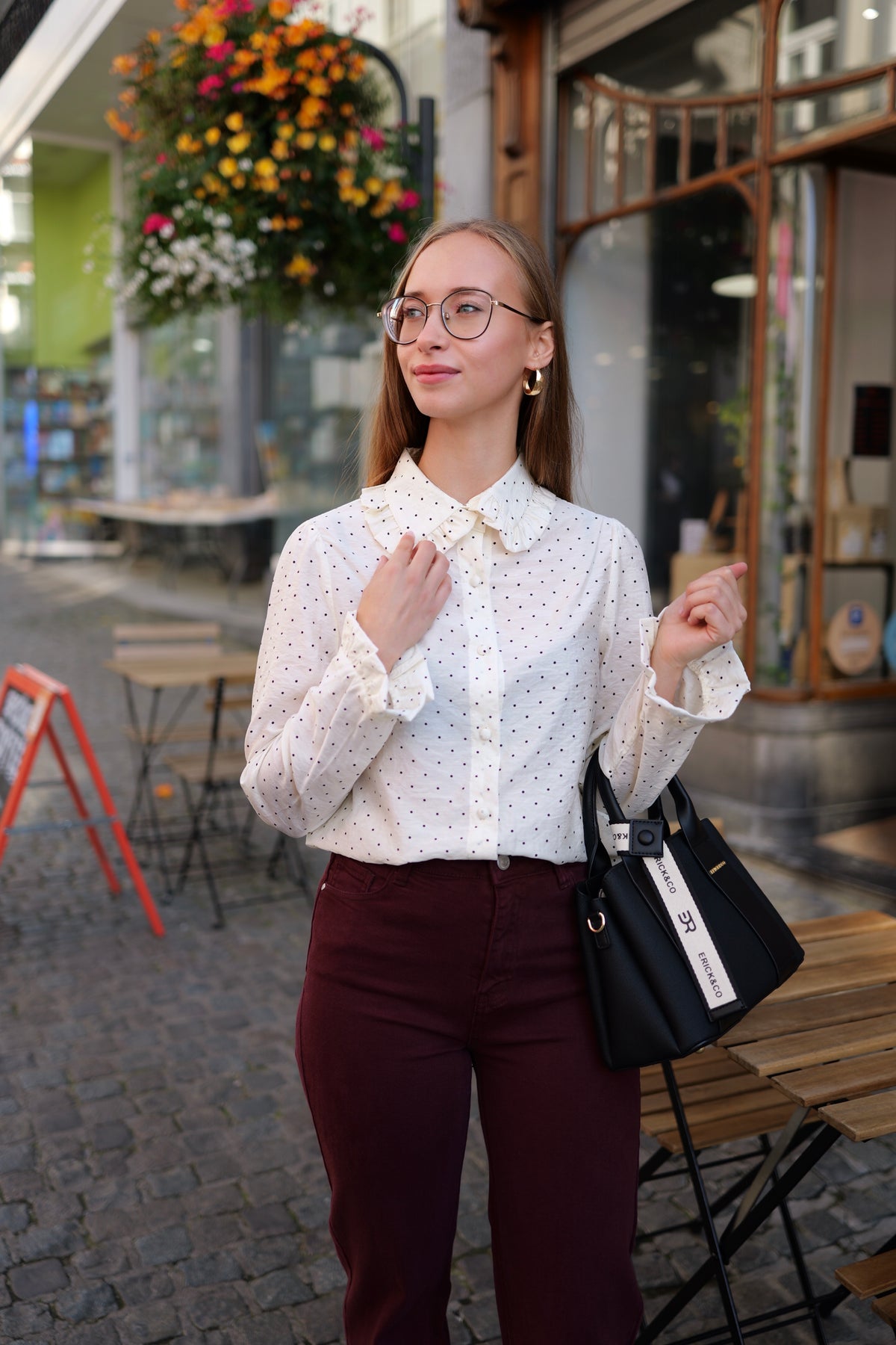 Blouse écrue à pois
