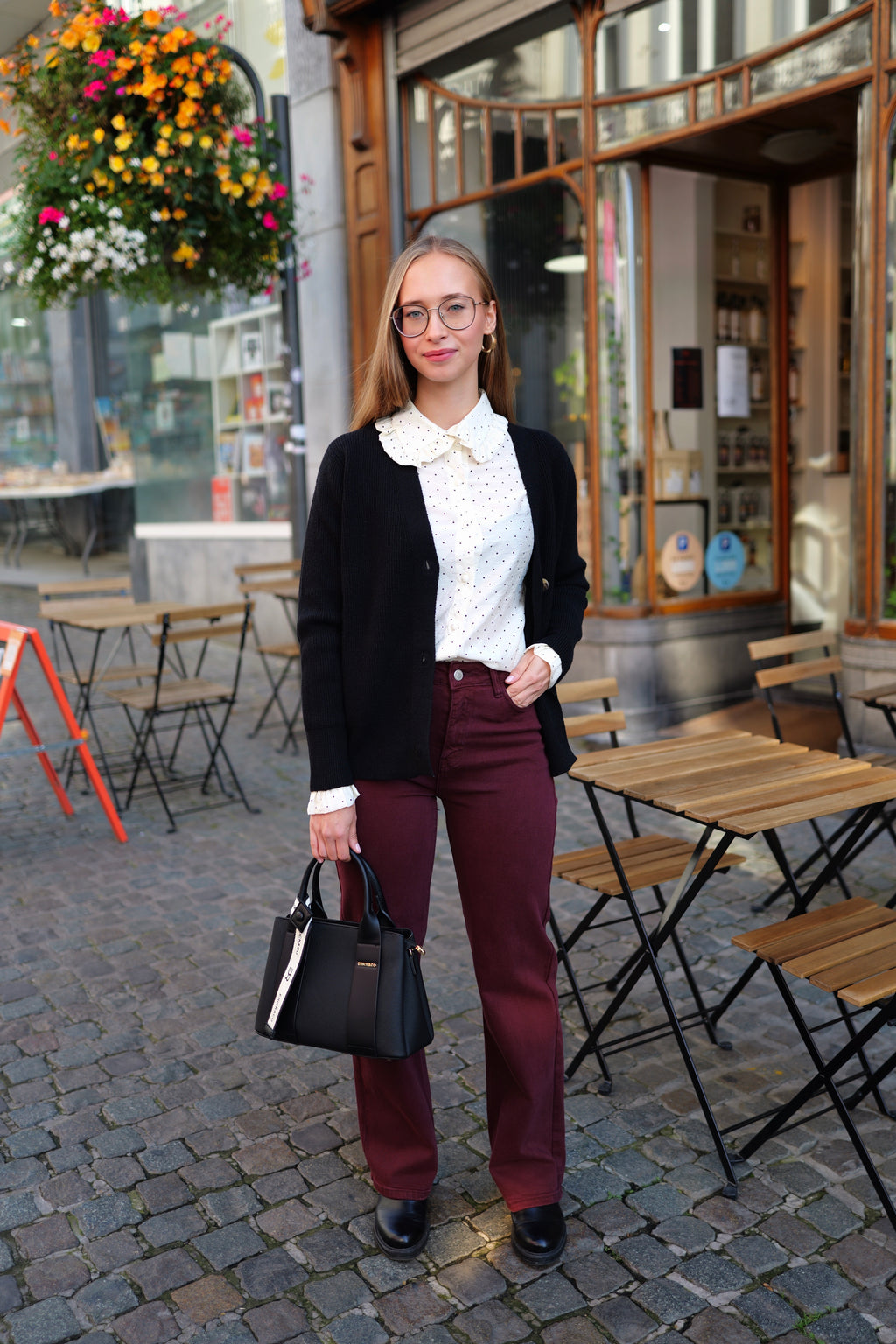 Blouse écrue à pois