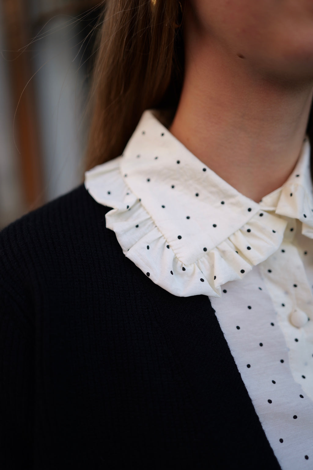 Blouse écrue à pois