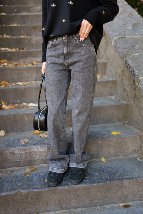 Jean gris délavé wideleg