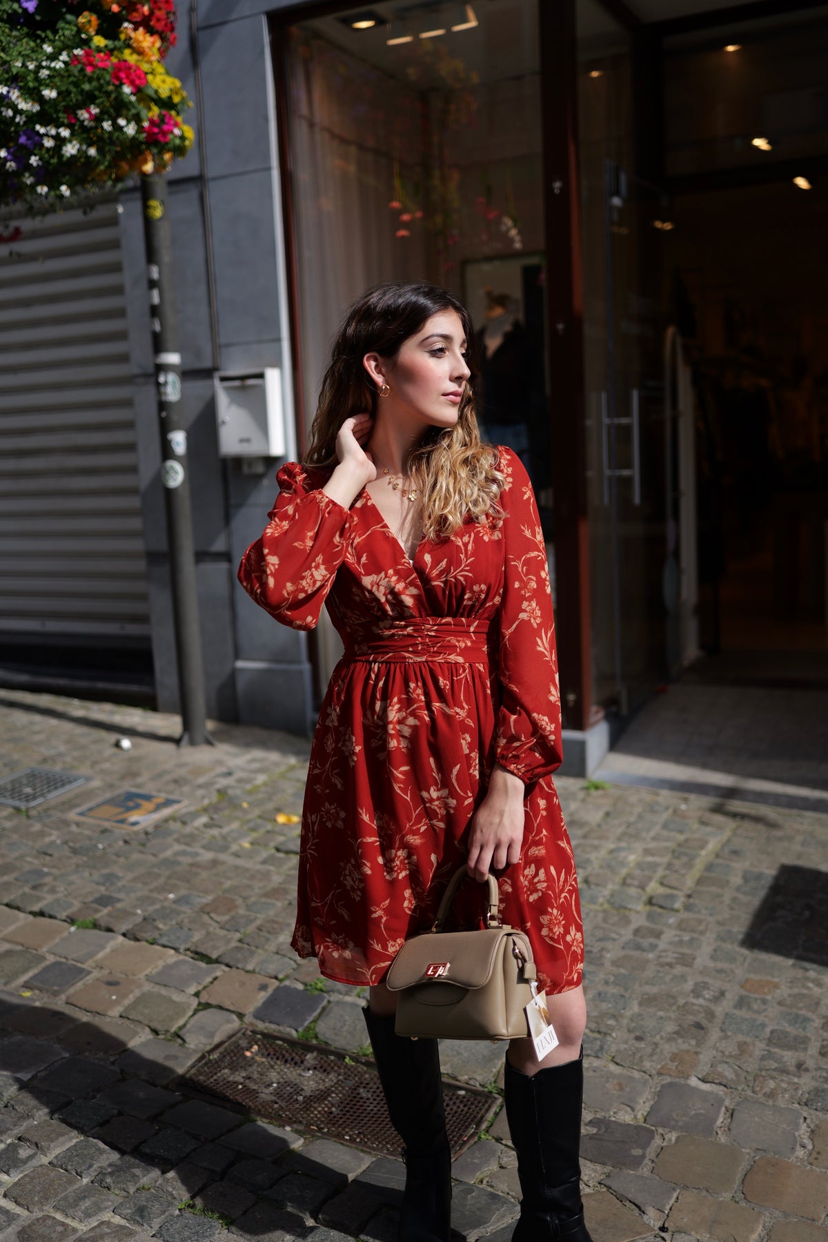 Robe fleurie terracotta