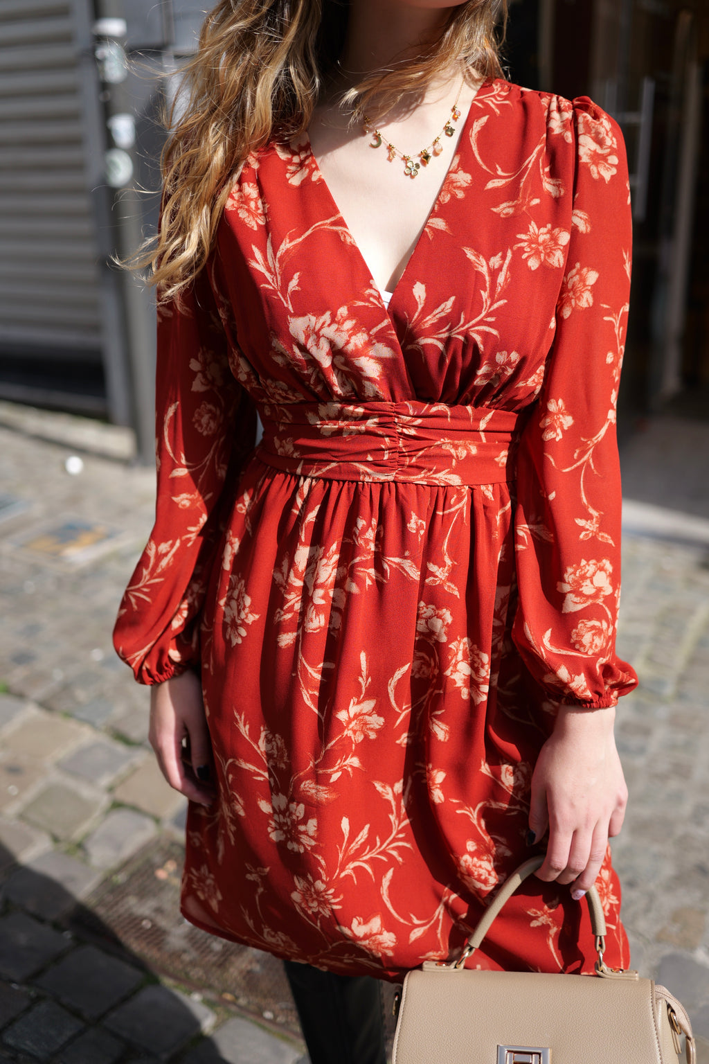 Robe fleurie terracotta