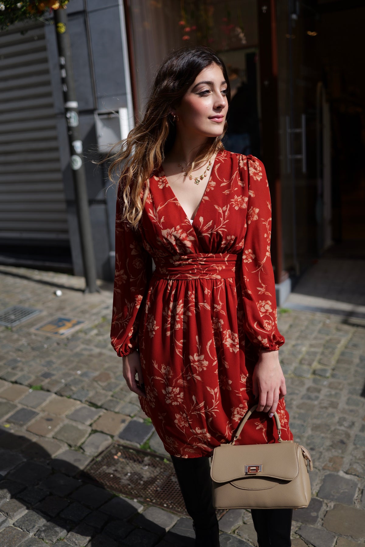 Robe fleurie terracotta